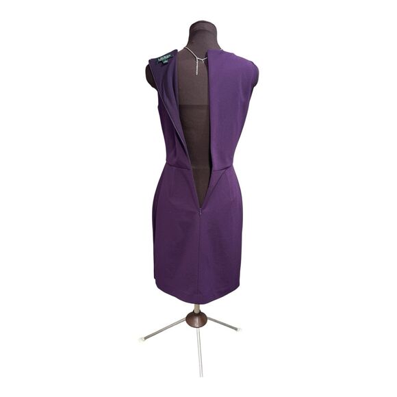 LAUREN RALPH LAUREN Women’s Purple Violet Waist Detail Dress Size 4 Elegant Fit - Picture 3 of 10